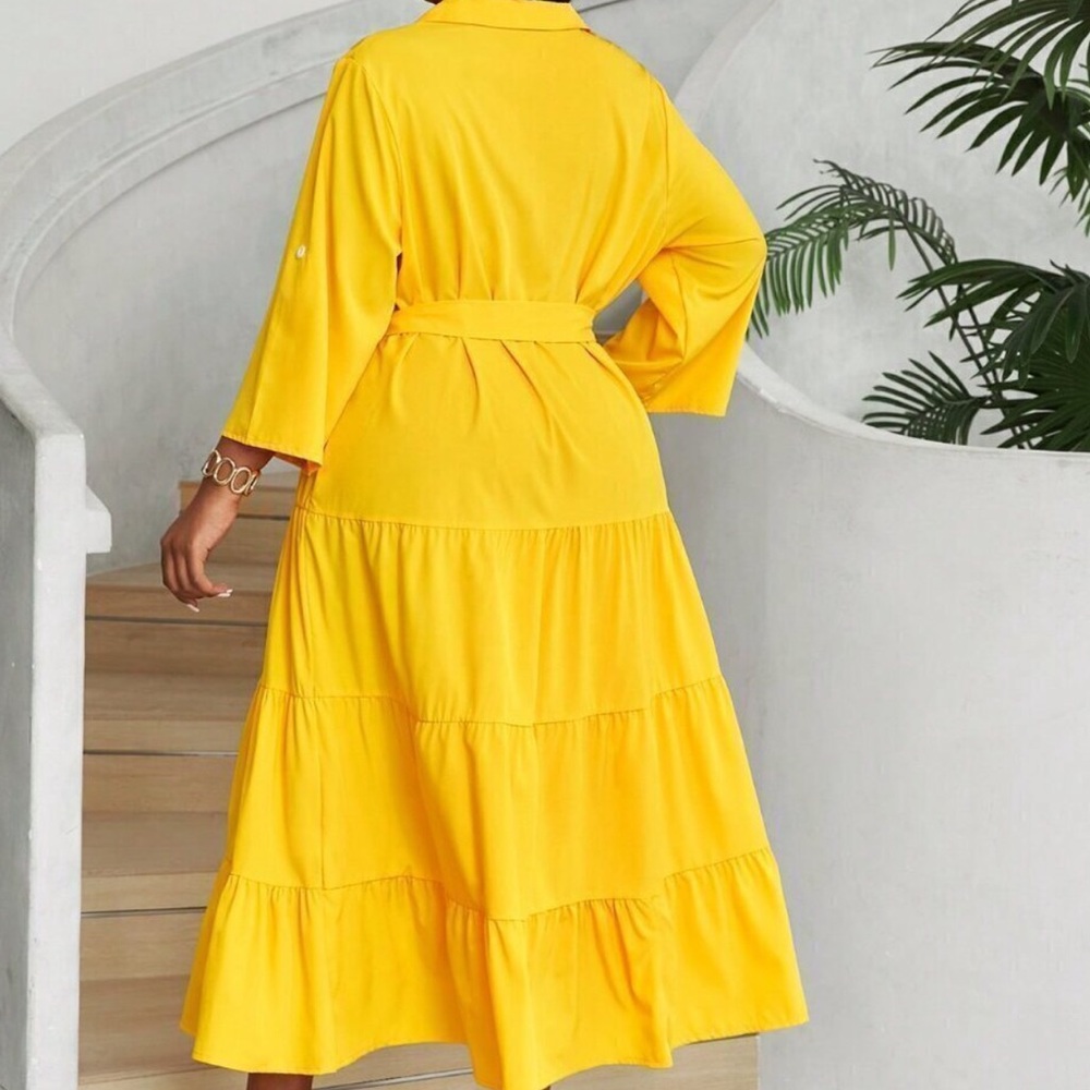 Yellow Button-Down Mini Dress - Picture 2 of 2